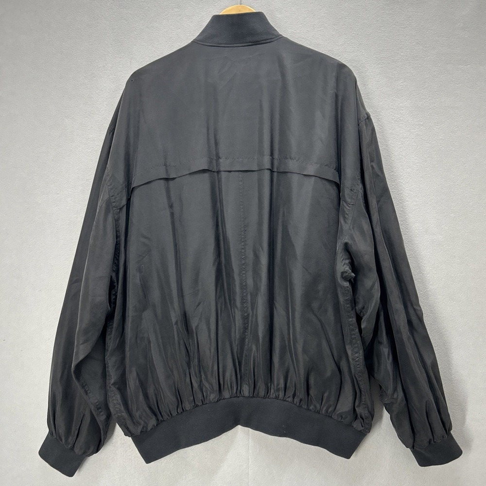 Vintage Silk Uomo Bomber Jacket Men Size XL Black Lightweight Full Zip NEW - Picture 2 of 8
